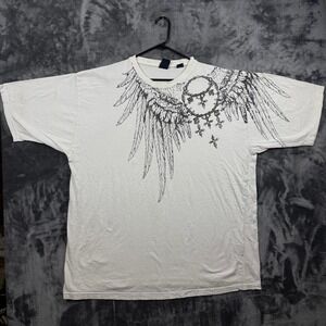 Karl Kani Gold T-Shirt Mens 3X White Angel Wings Cross Graphic Streetwear